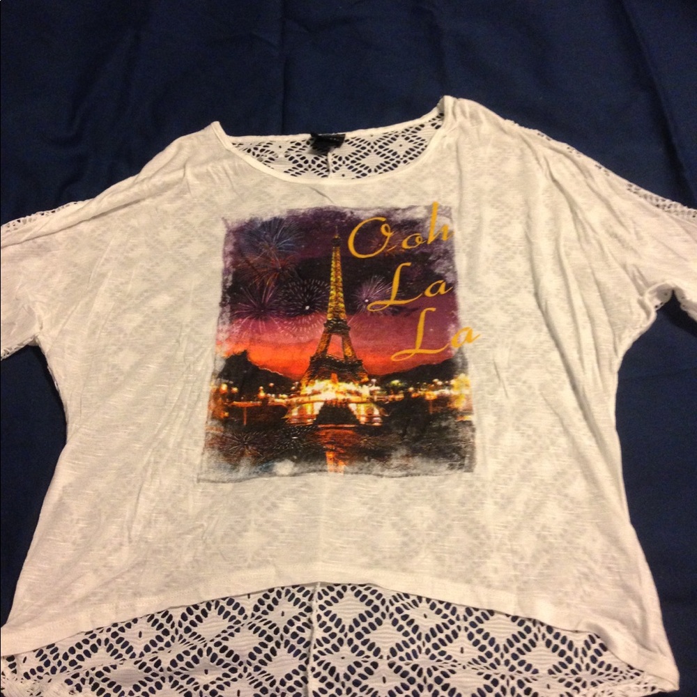 3/4 sleeve lace backed top